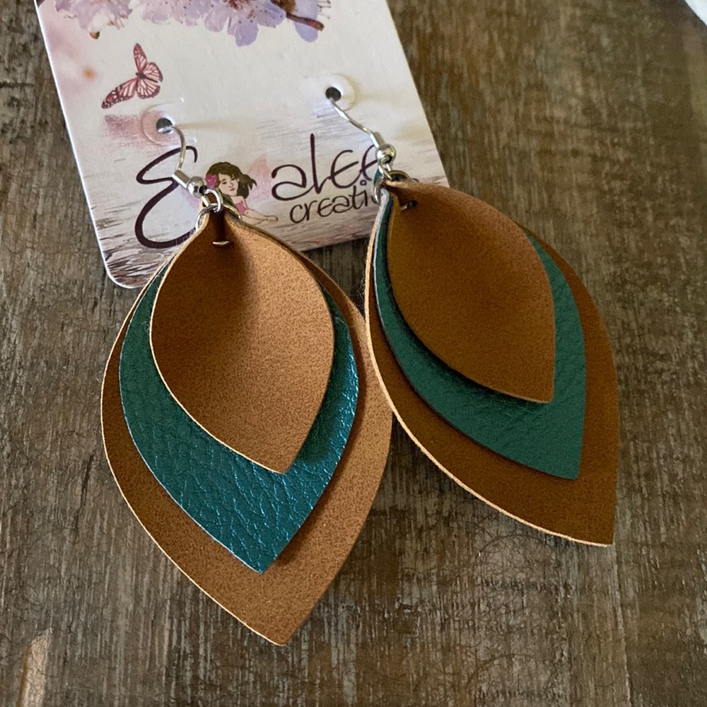 NWT Boutique Leather Earrings